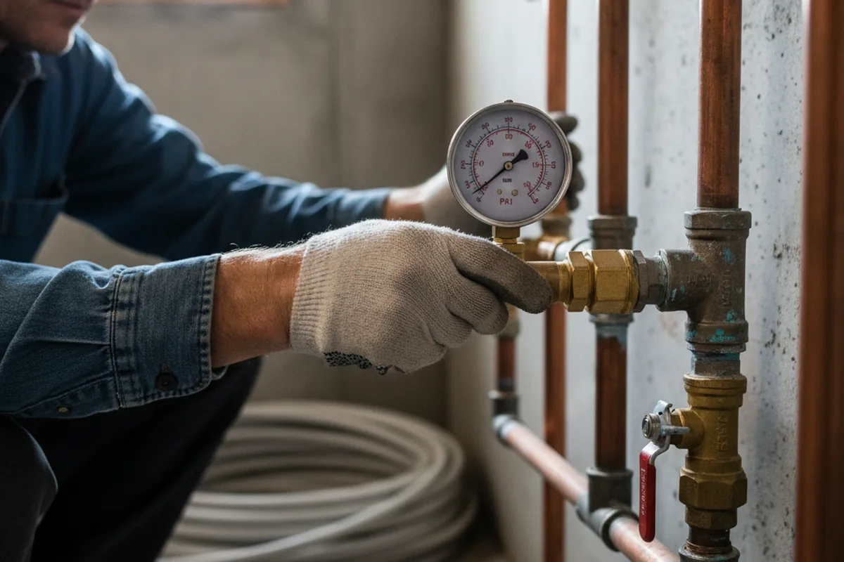 Pressure testing a repaired line during Water Line Repair in Middleburg